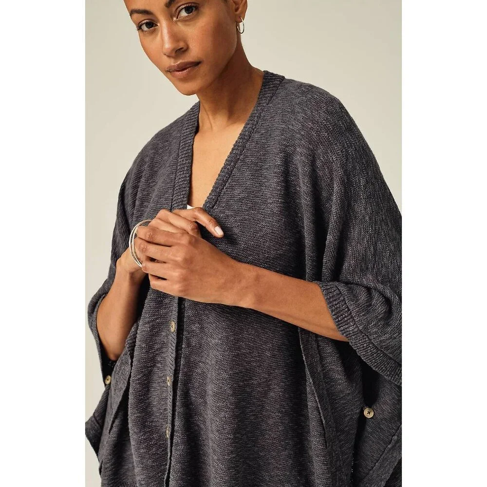 J. Jill Women Size XL to 3X Blue Oversized Cardigan Poncho Knit Sweater NWT NEW